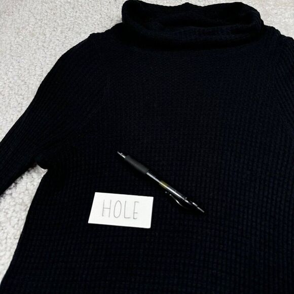 We The Free Waffle Knit Turtleneck Top Black - Picture 4 of 8